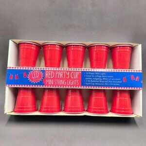 NEW Red Party Cup Mini String LED Lights Set of 10 Battery Operated Party Decor
